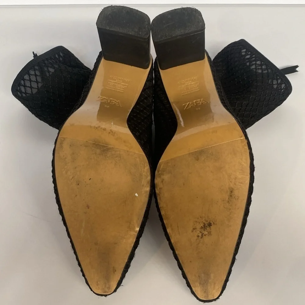 Zara Whimsigoth Mesh Heeled Zip up Booties Black Size 39 US 8.5